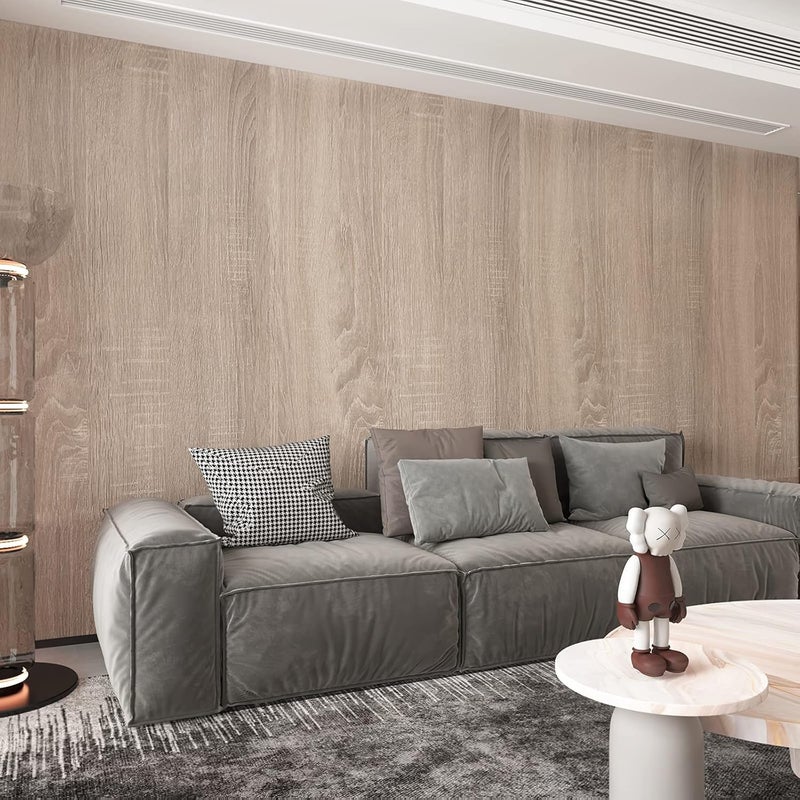 Boobest 31.5"x78.74" Oak Wood Peel and Stick Wallpaper Gray Wood Look Contact Paper for Countertops Waterproof Self Adhesive Removable Wood Grain Contact Paper for Classroom Office Furniture Wooden Vinyl Wrap - Image 2